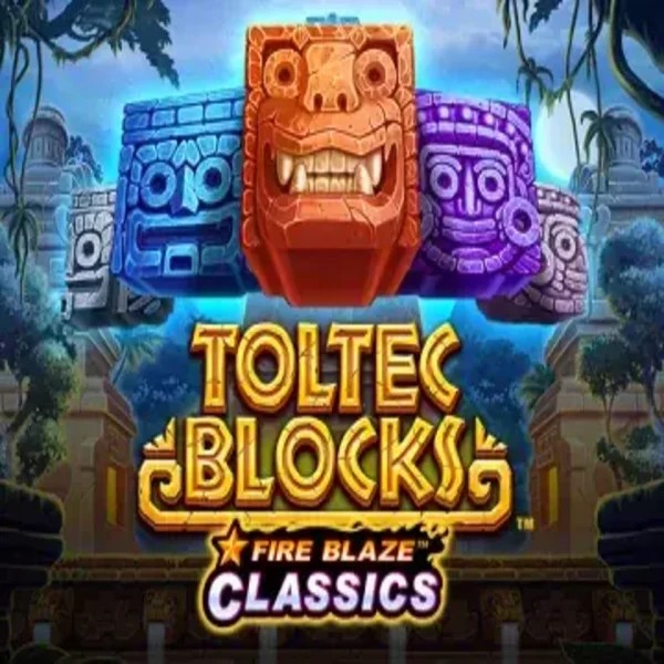 Fire Blaze: Toltec Blocks slot logo by Rarestone Gaming at Roulettino Casino